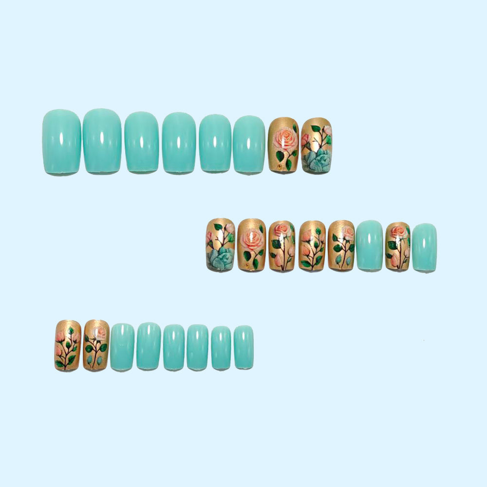 Artificial nails with floral 3D rose decor Kalsten