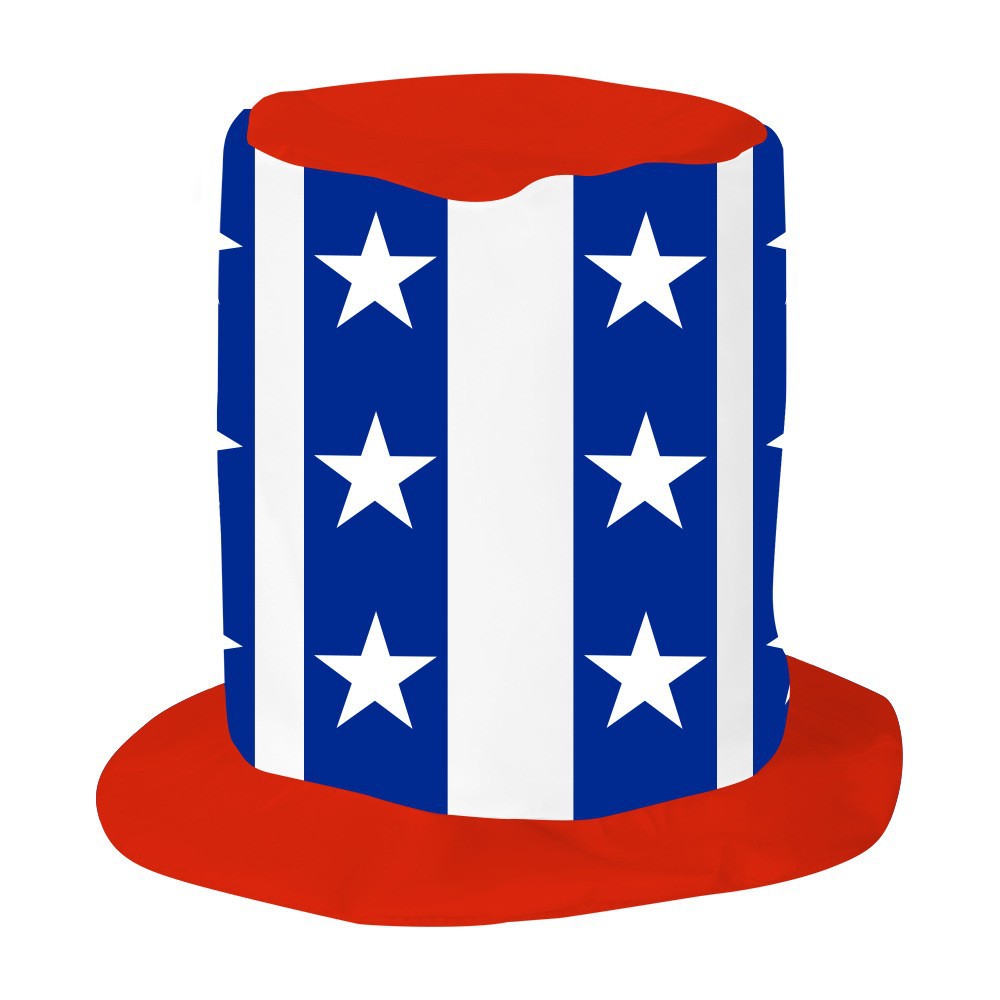 Unisex nan more patriotic party top hat with stars and stripes motif made of lightweight felt Kalsten