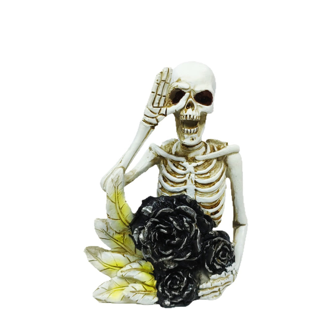 Stylish skeleton figure with top hat and black rose Kalsten