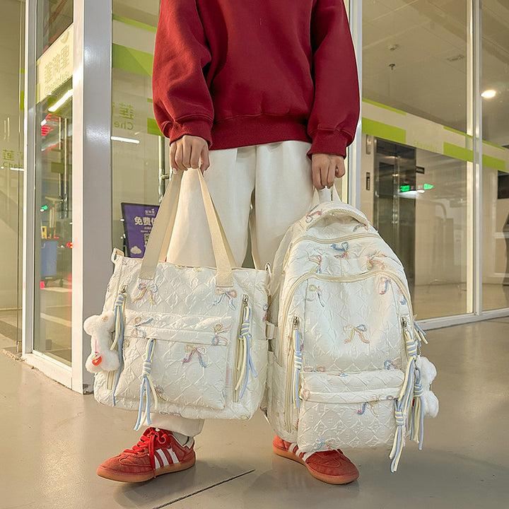 Quilted Bow-Detail Fashion Backpack Kalsten