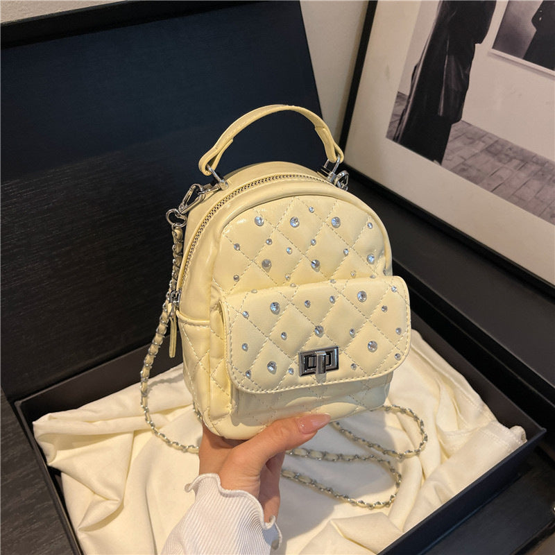 Quilted Mini Backpack with Rhinestone Accents Kalsten
