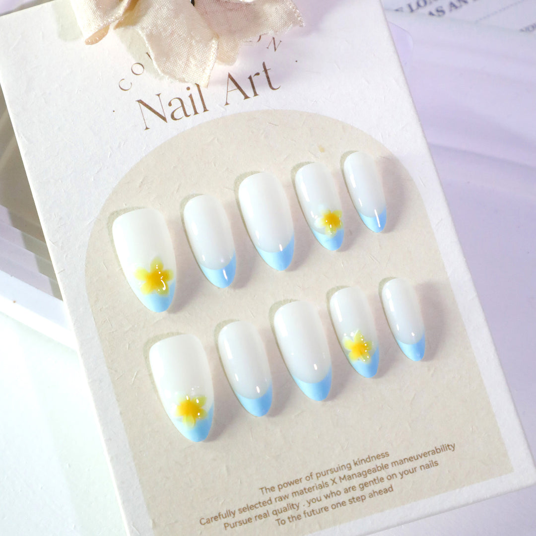 Artfully designed nail extensions with floral accent Kalsten