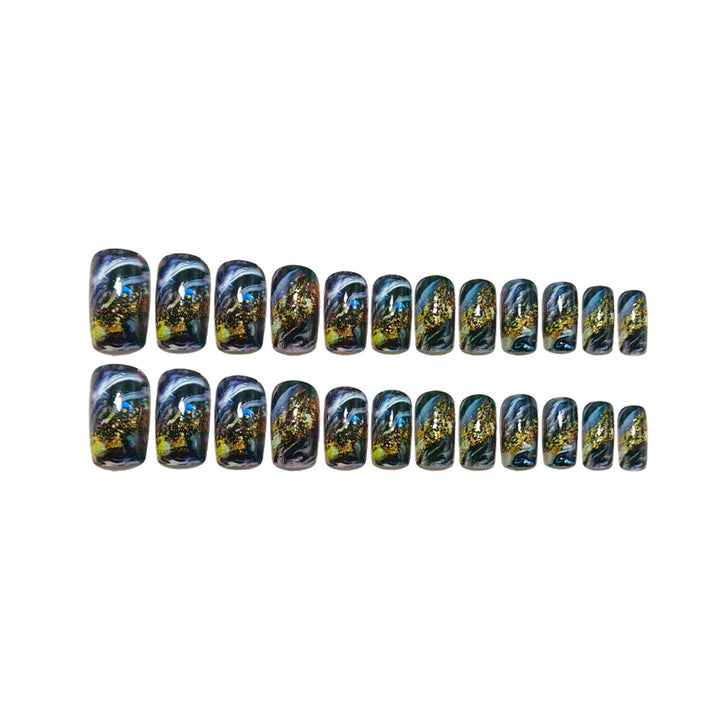 Abstract Gold and Black Design Artificial Nails Kalsten