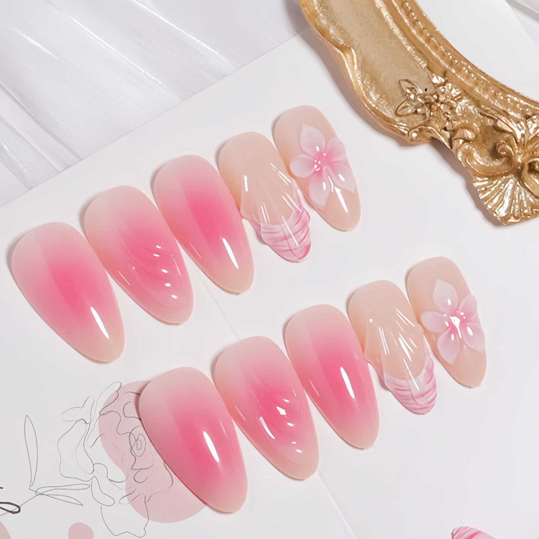 Glamorous Floral Ombre Press-On Nails Kalsten