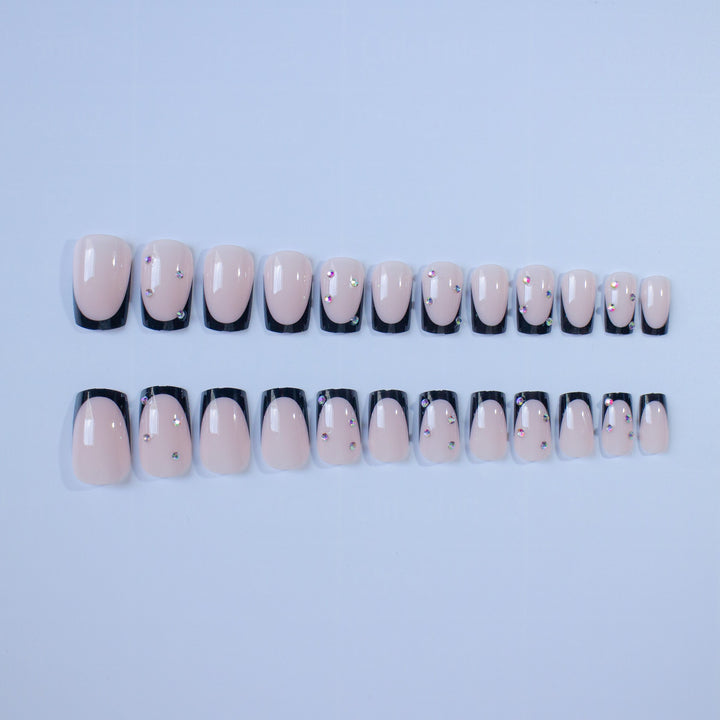 Elegant Nail Art Design Set with Rhinestone Accents