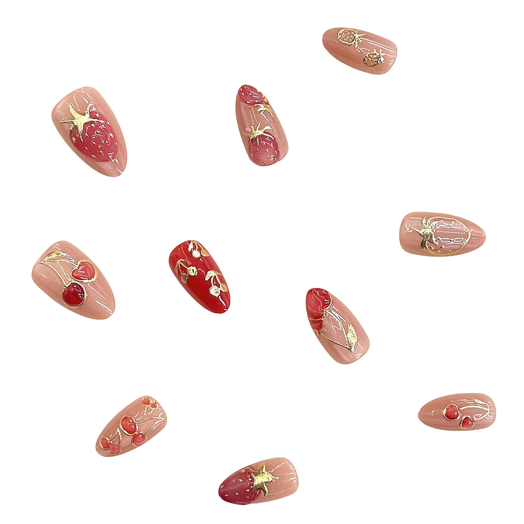 Artistic Floral-Accent Press-On Nails Set Kalsten