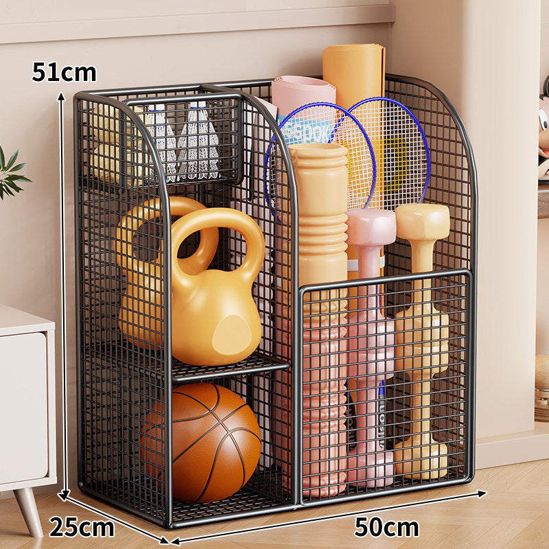 Rolling Mesh Sports Gear Storage Cart with Multi-Compartment Organizers and Locking Casters