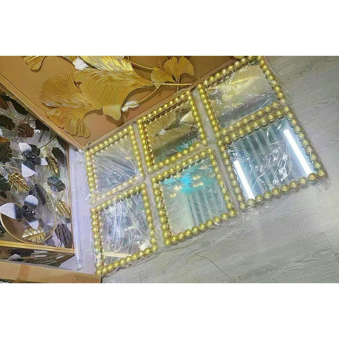 Decorative Square Wall Mirror with Beaded Frame Kalsten