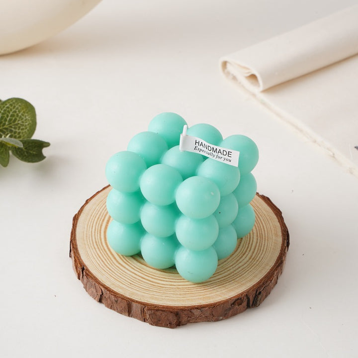 Handcrafted Sphere-Cluster Cube Soy Wax Candle Centerpiece