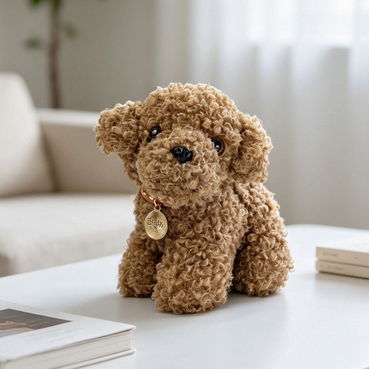 Plush Rottweiler-Style Collectible Puppy with Studded Collar and Gold Medallion Kalsten