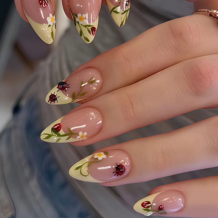 Artistic Floral Stiletto Nail Tips Kalsten