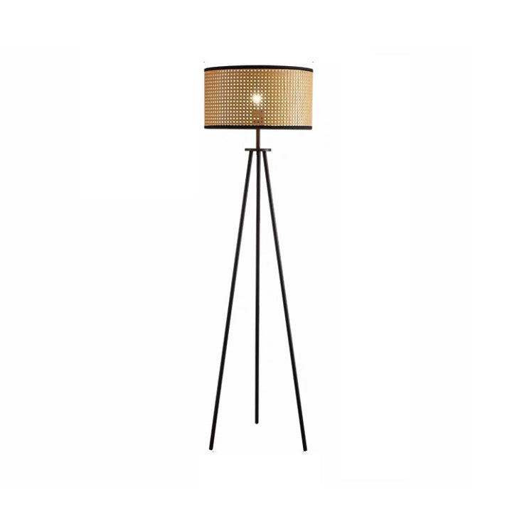 Tripod Floor Lamp with Woven Shade