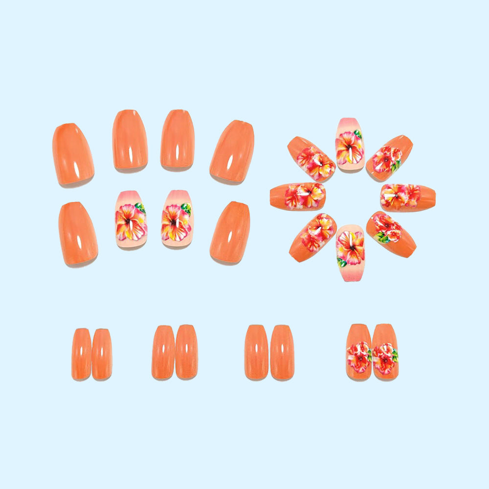 Shiny artificial nails with floral design Kalsten