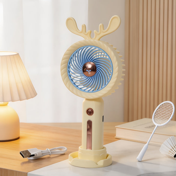 Women's Portable Hand Fan with Creative Antler Design Kalsten