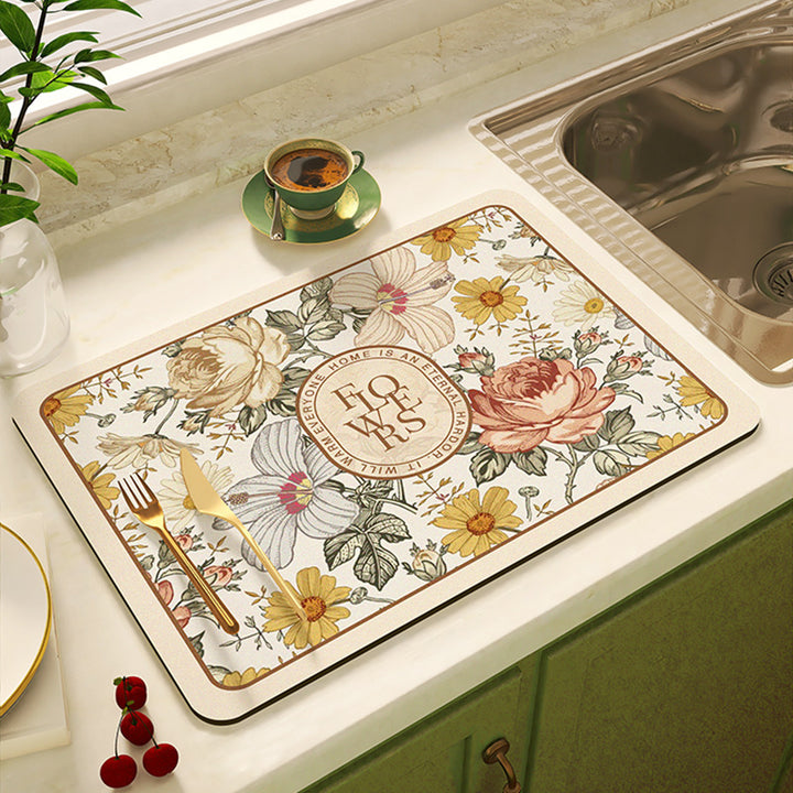 Floral Design Kitchen Mat Kalsten