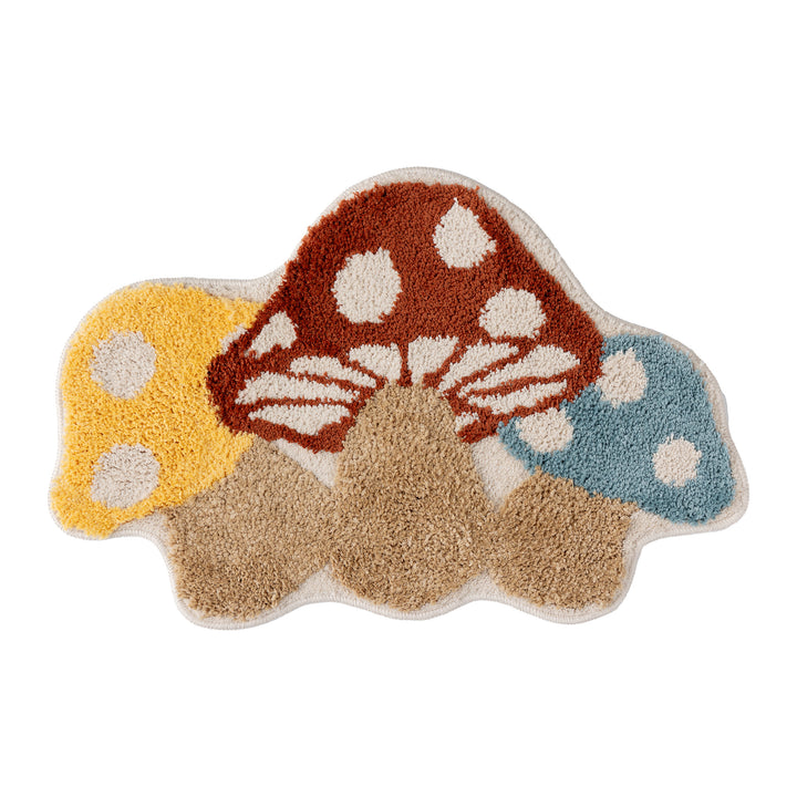 Flower-shaped hand-tufted bath mat with voluminous pile and non-slip latex backing Kalsten