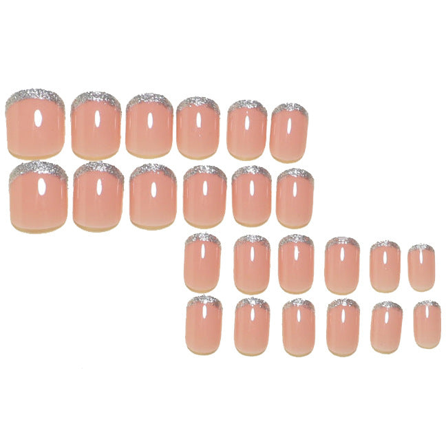 Sparkling French Tip Press-On Nails Kalsten