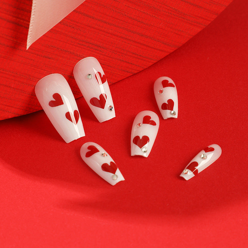 Artful Nail Extensions with Romantic Heart Designs Kalsten