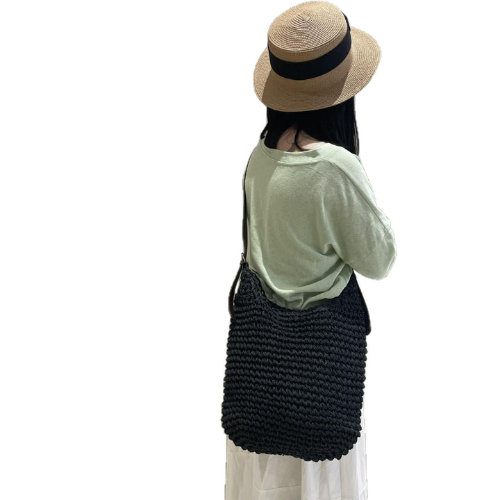 Handcrafted macrame shoulder bag with leather straps Kalsten