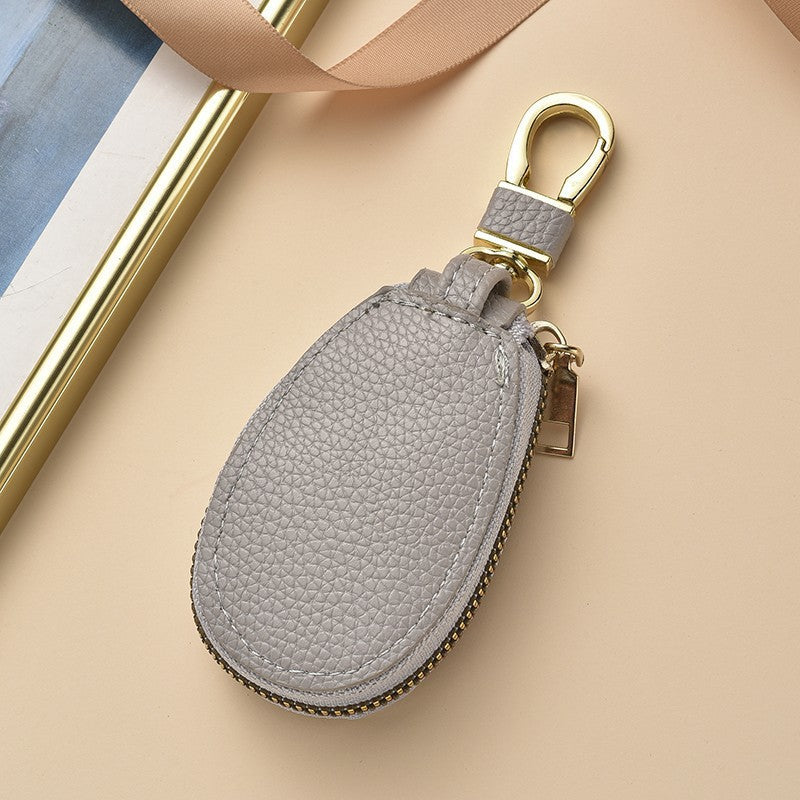 Compact Textured Leather Keychain Pouch Kalsten