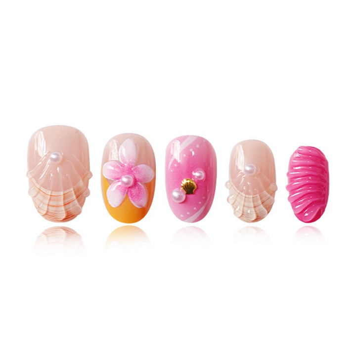 Artistic Shell-Inspired Press-On Nail Set Kalsten