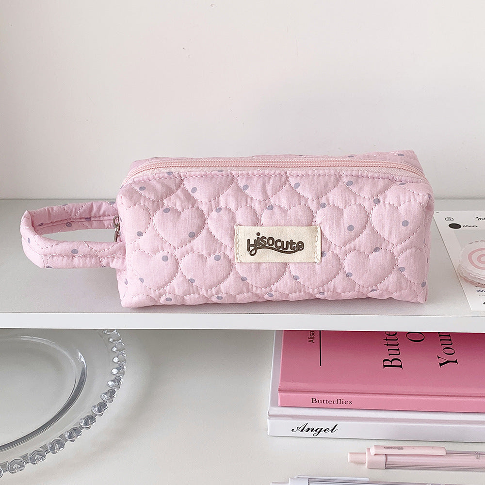 Quilted Heart-Shaped Pencil Case Kalsten