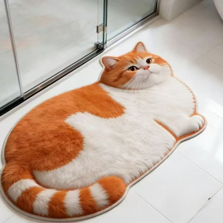 Cat-Shaped Plush Bath Mat