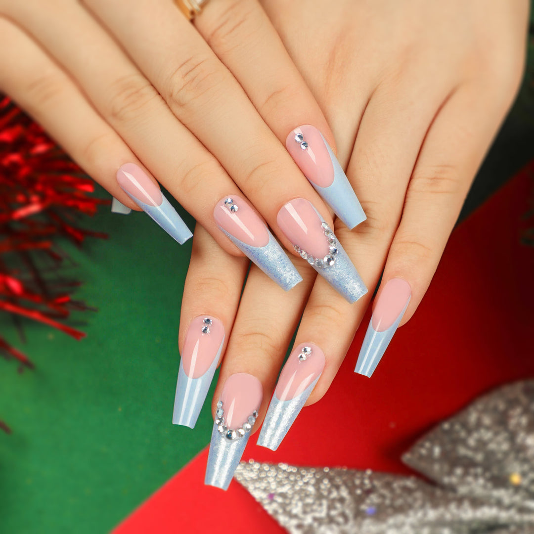 Artful Nail Extensions with Glitter and Rhinestone Embellishments Kalsten