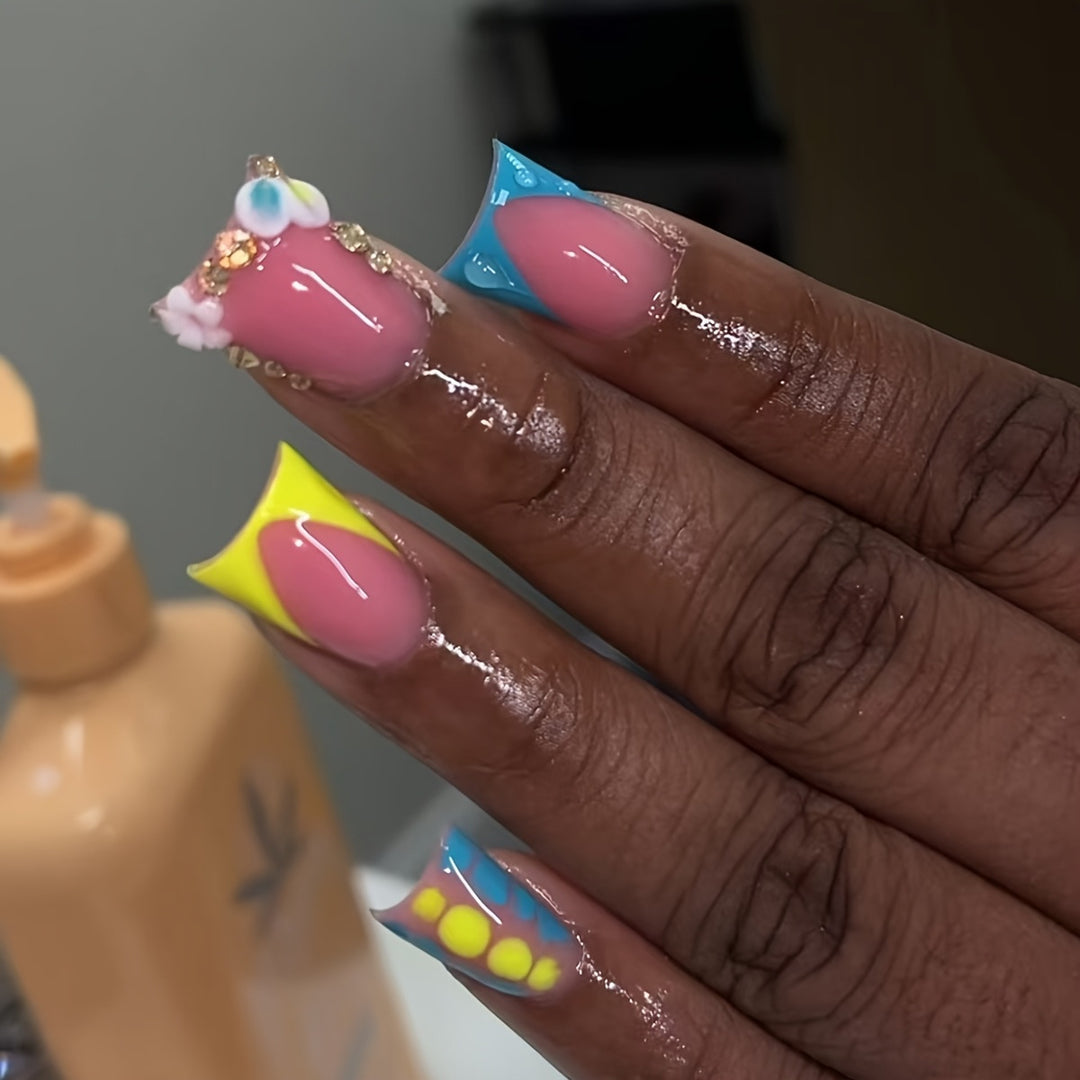 Decorative Press-On Nails with Rhinestone Accents Kalsten