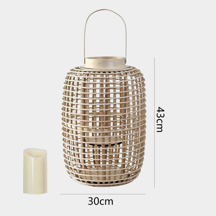 Rustic lantern made of woven material Kalsten