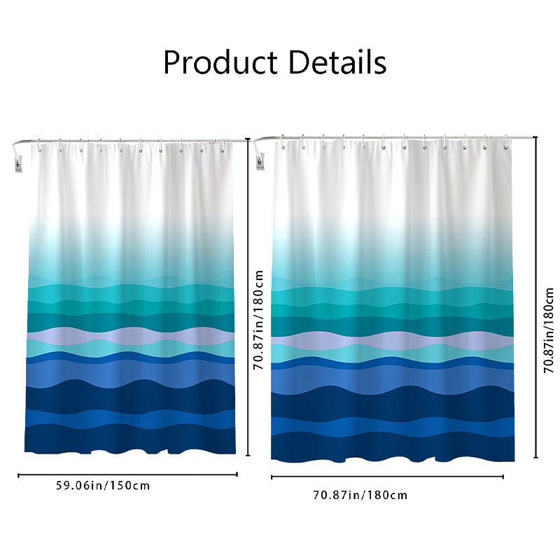 Gradient Wave Pattern Shower Curtain Kalsten