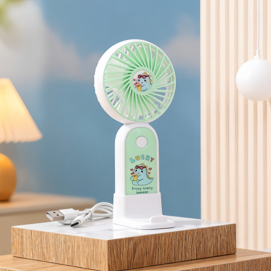 Women's Portable USB Hand Fan with Cute Kalsten Design