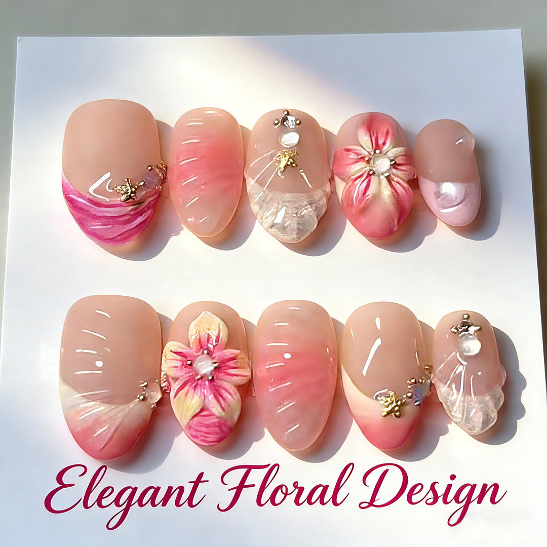 Floral Decorative Press-On Nail Art Set Kalsten