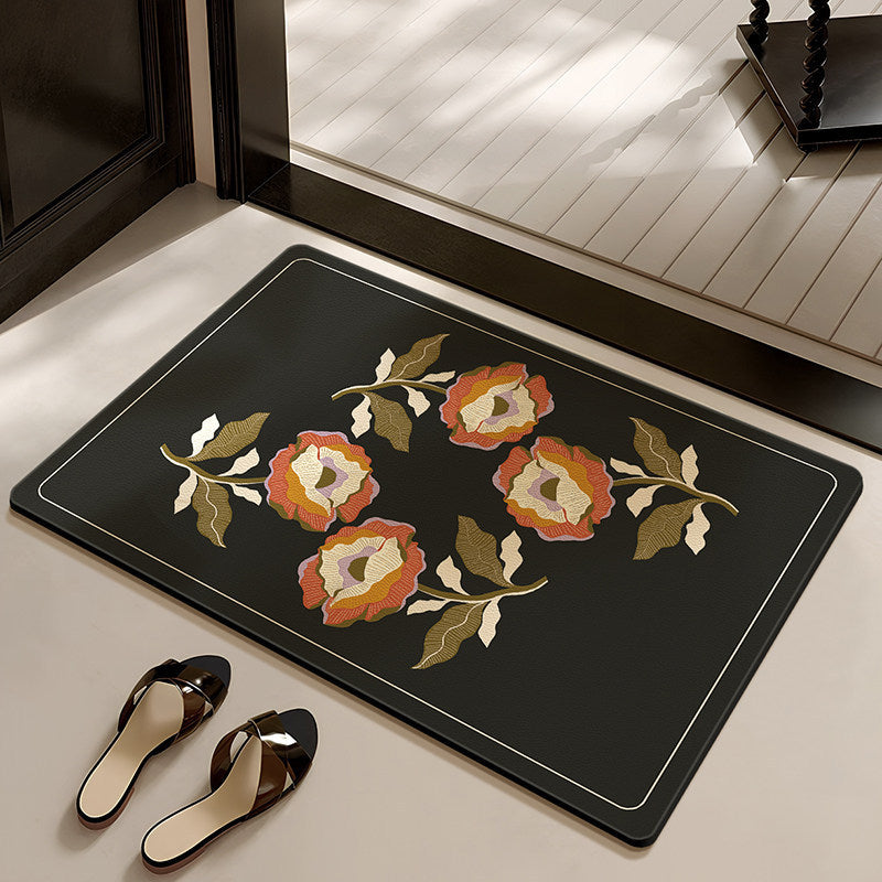 Stylish Floral-Themed Bathroom Mat