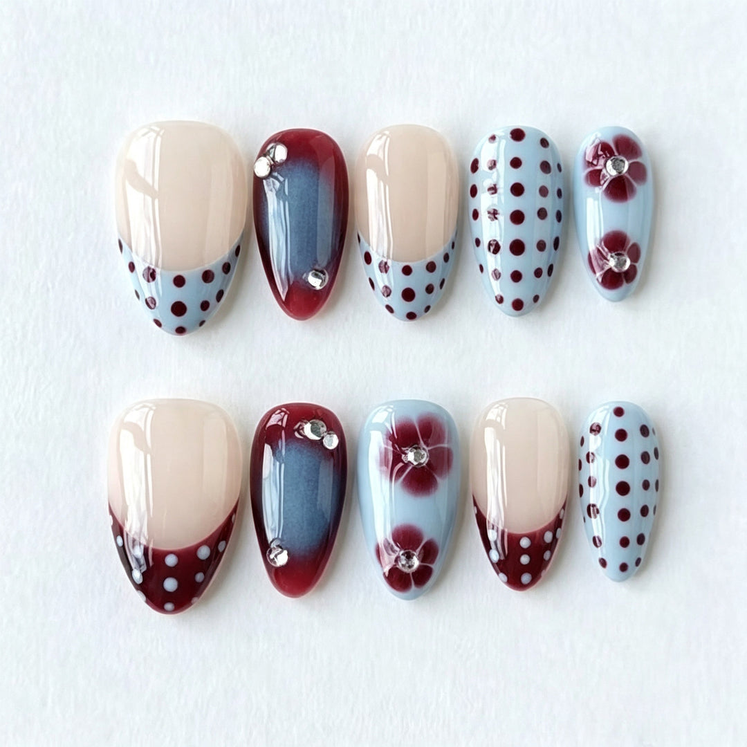 Floral Pattern Manual Press-On Nail Set