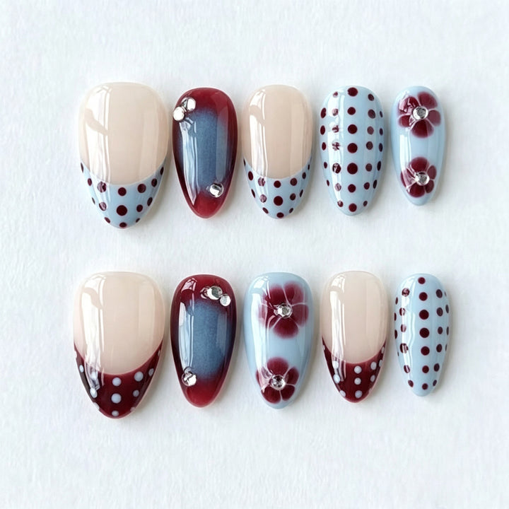 Floral Pattern Manual Press-On Nail Set