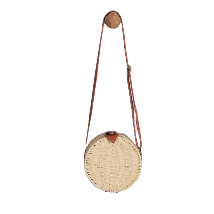 Round basket bag with leather accents Kalsten