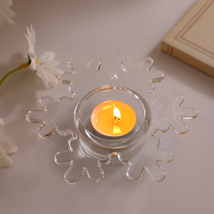 Snowflake-Shaped Glass Tealight Candle Holder Kalsten