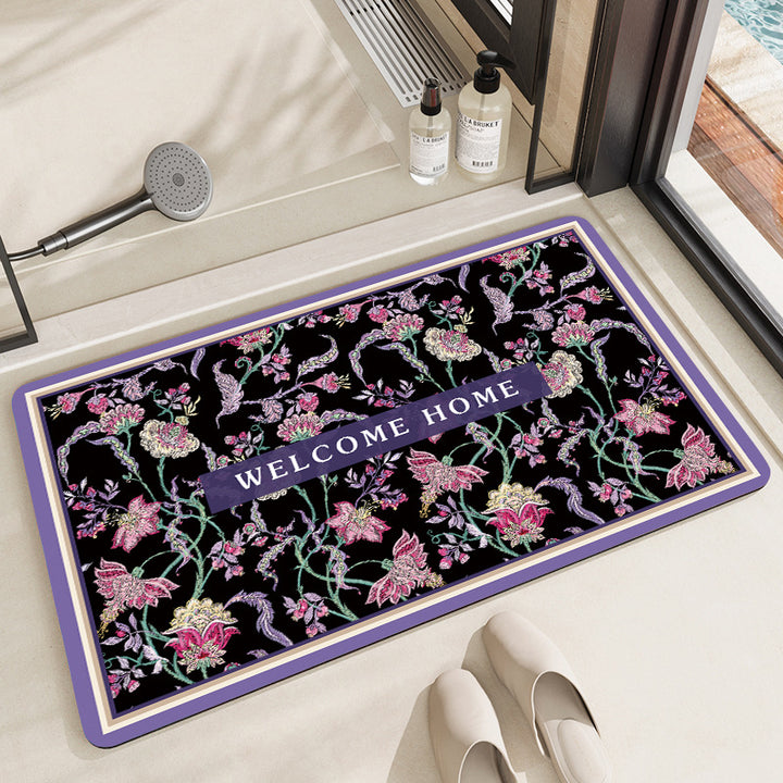 Vintage Floral Pattern Bath Mat Kalsten