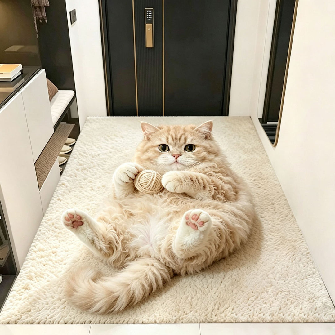 Plush Cat-Themed Area Rug