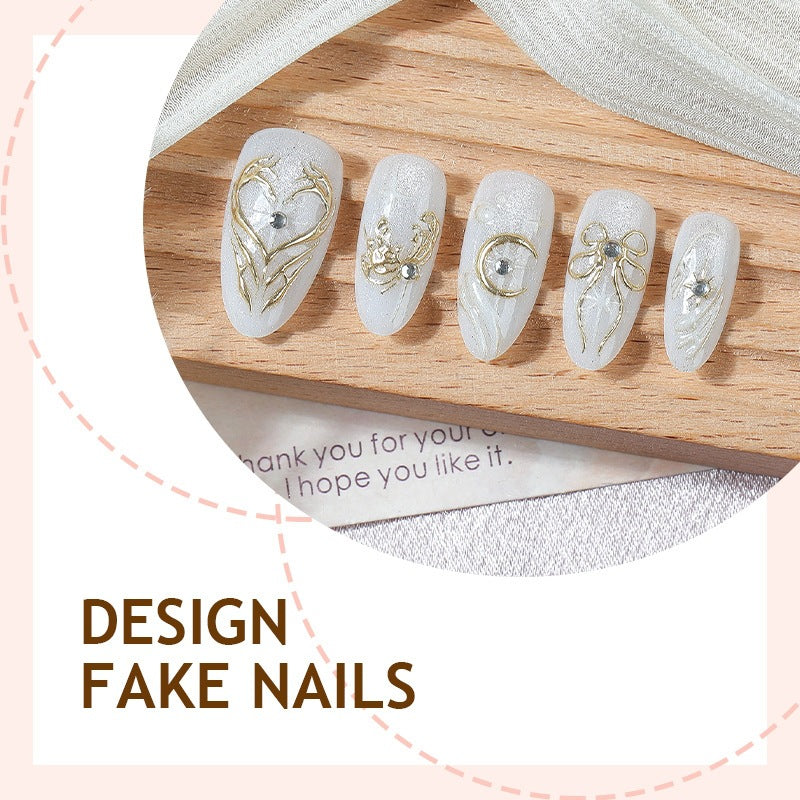 Acrylic nail set with elegant embellishments and glitter accents Kalsten