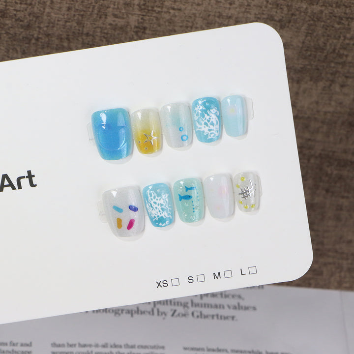 Coastal-Inspired Press-On Nail Art Kit Kalsten