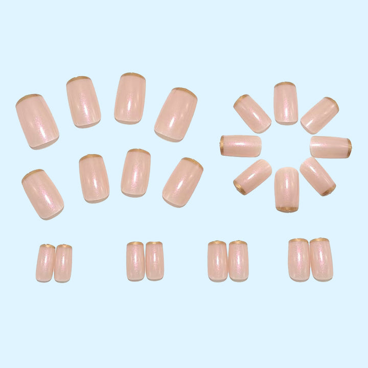 Shiny artificial nails with elegant gold tip Kalsten