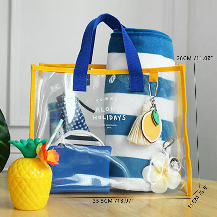 Transparent beach bag with sturdy carrying handles and various compartments Kalsten