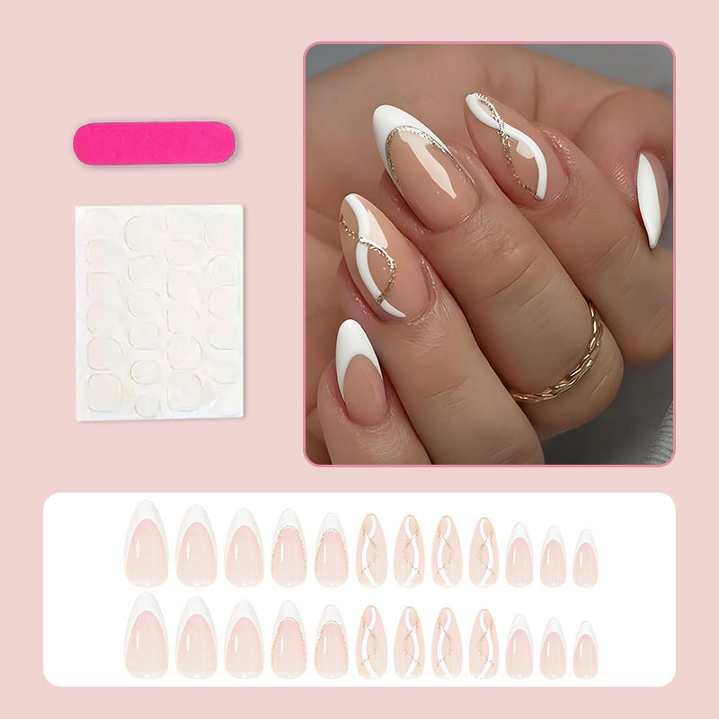 Nail art set with elegant lace design and glamorous accents Kalsten