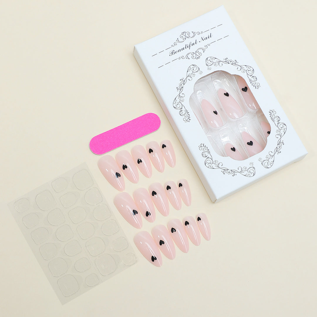 Heart-Embellished Press-On Nail Set Kalsten