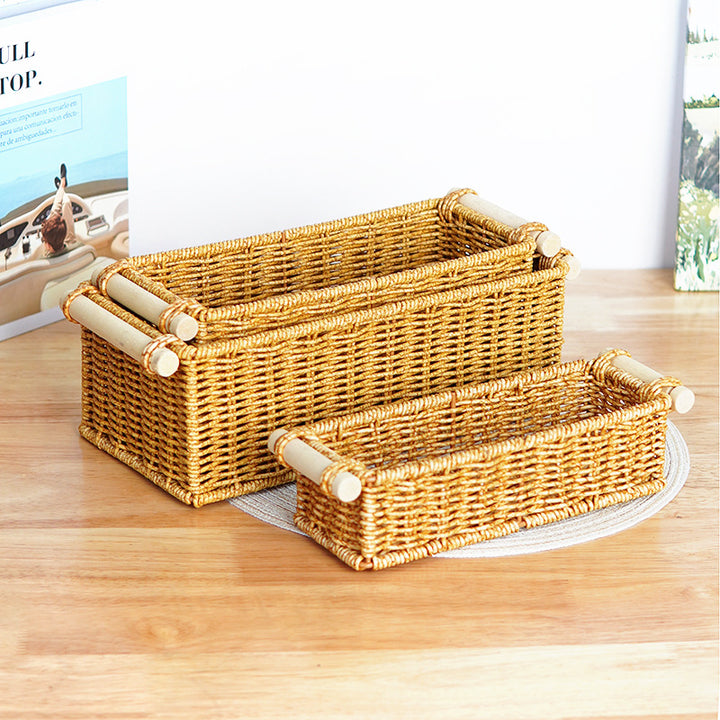 Versatile Woven Rectangular Storage Basket Kalsten