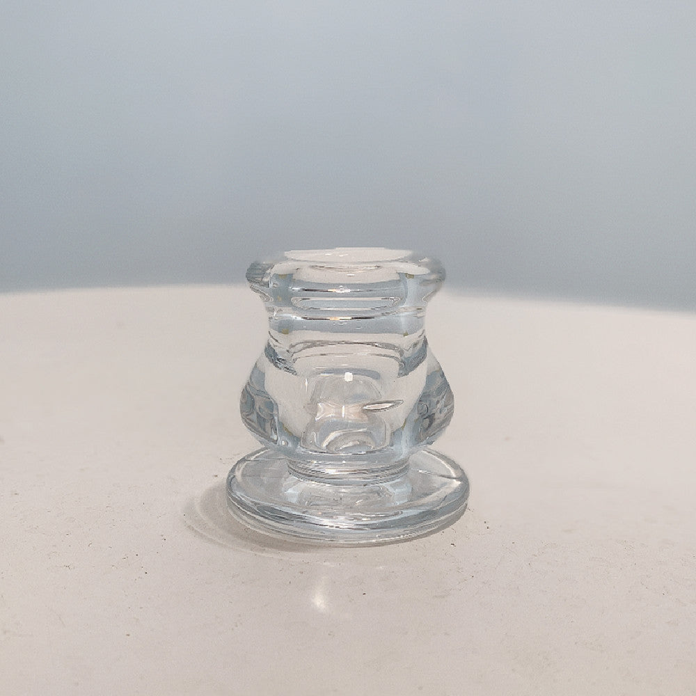 Handblown Smoky Glass Taper and Short Pillar Candle Holder Kalsten