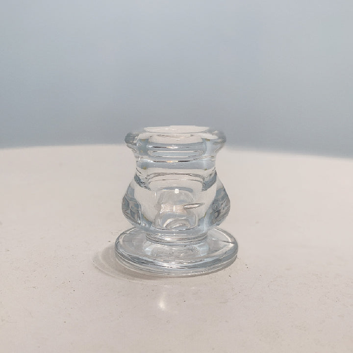Handblown Smoky Glass Taper and Short Pillar Candle Holder Kalsten
