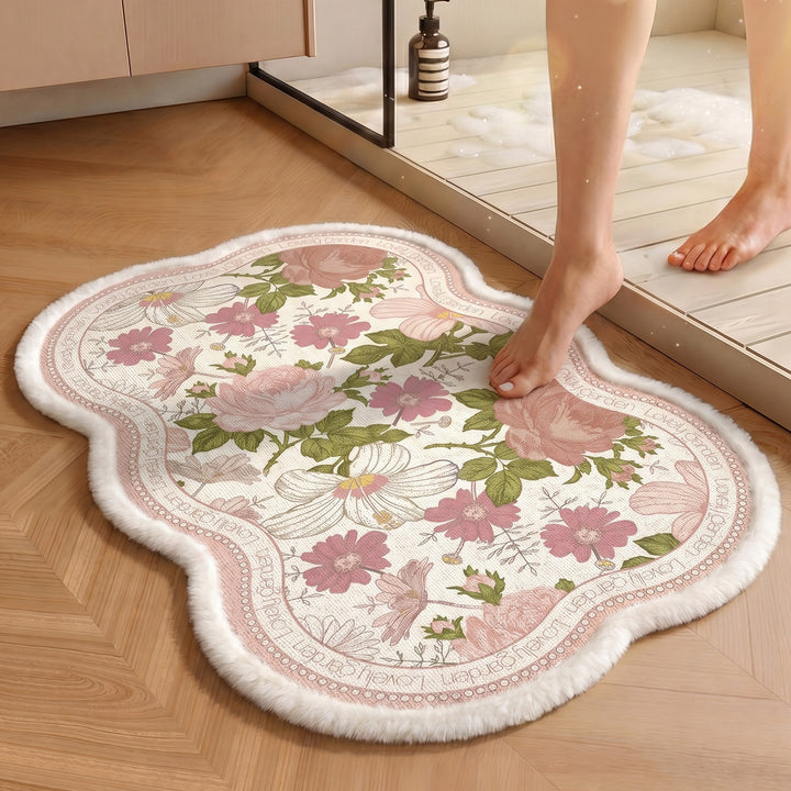 Floral Patterned Area Bath Mat